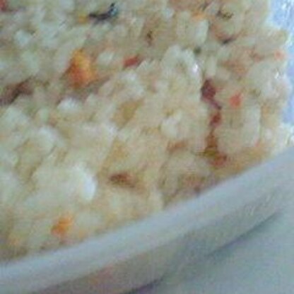 人参ときのこで。もち米を使った料理は苦手でしたが、これなら簡単でよいですね！